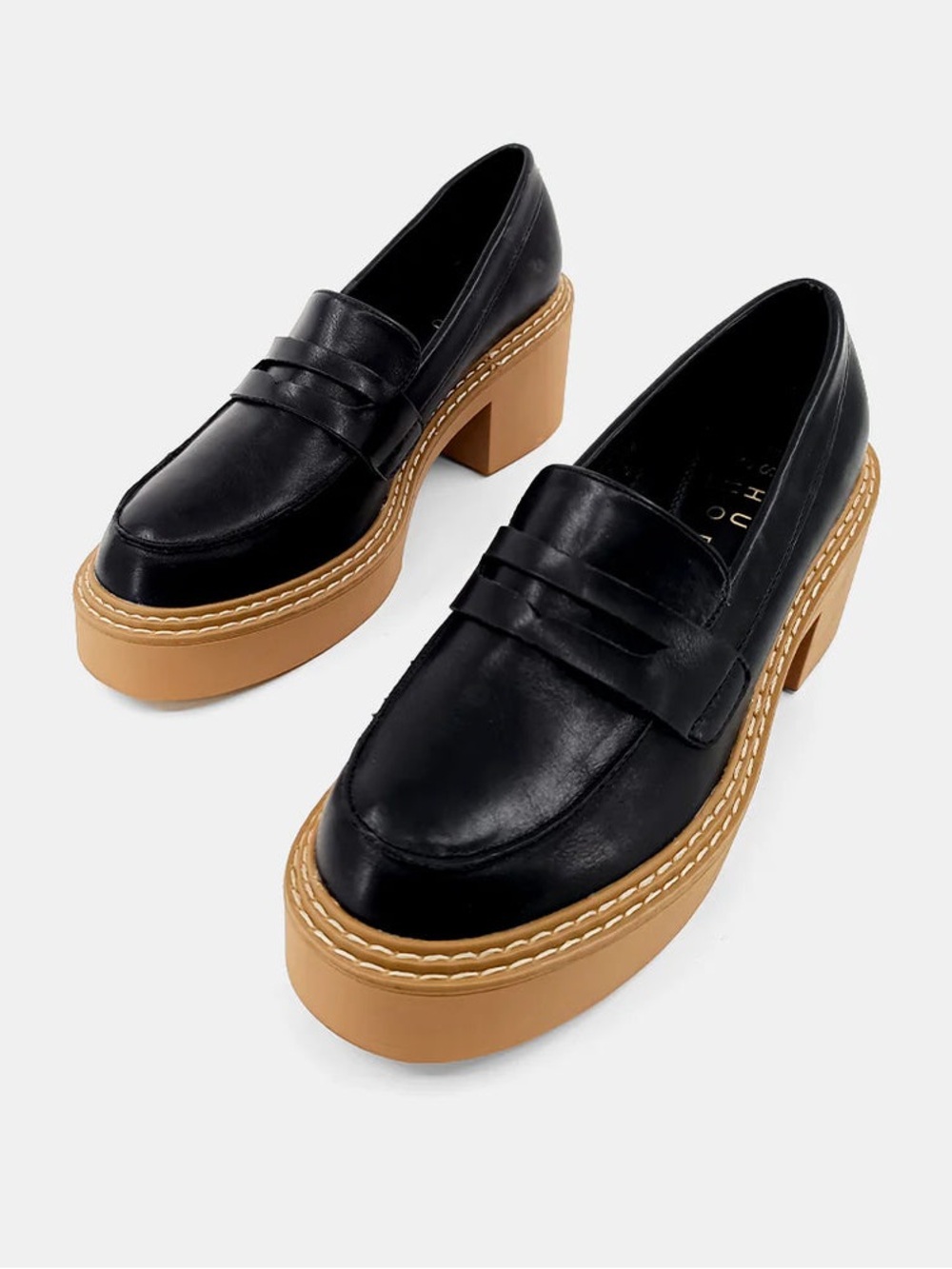 ShuShop Tabatha Black Platform Loafers